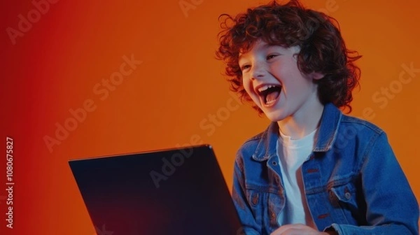 Obraz The Joyful Child with Laptop