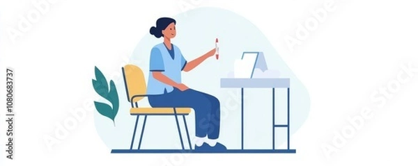 Fototapeta Medical assistant taking a patient s temperature, routine checkup, health check, support