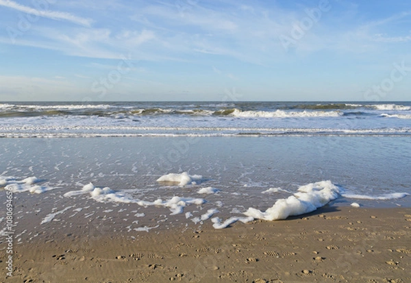 Obraz View on the North Sea from a beach in the Netherlands.
