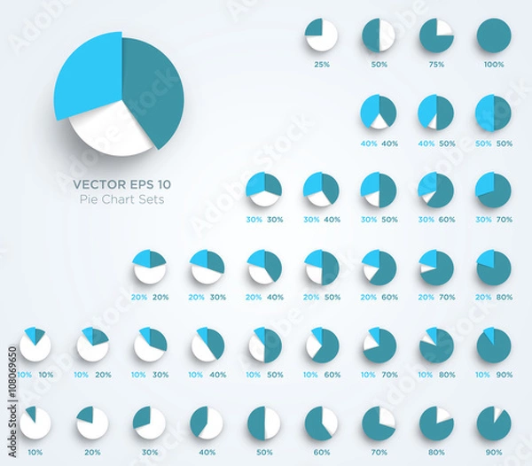 Obraz Infographic Vector 3d Pie Chart Sets C