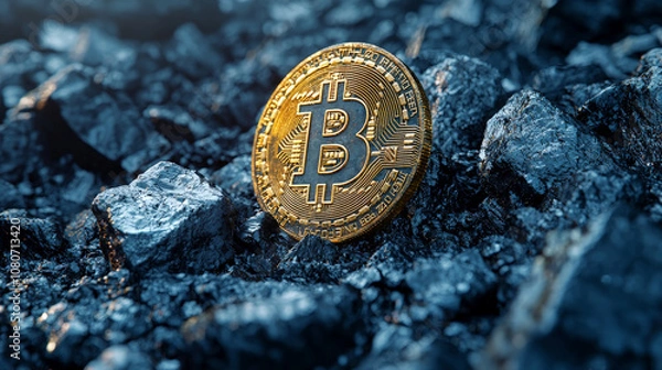 Fototapeta High-Resolution Bitcoin Stock Concept Image. Generative AI