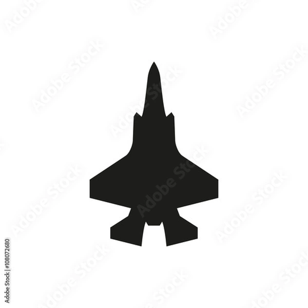 Obraz simple black fighter icon on white background
