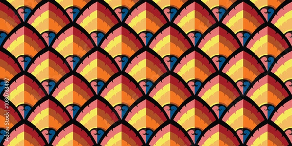Obraz Abstract fish scale texture, Water wave, Seamless pattern background