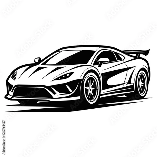 Obraz Sports Car Illustration in Black and White