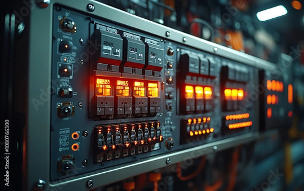 Obraz Voltage Switchboard and Circuit Breakers Background