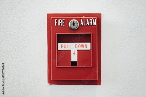 Fototapeta Manual pull station on the fire alarm system in the new Public Safety Center.