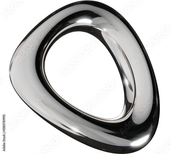 Fototapeta 3D Chrome abstract organic shape futuristic y2k freeform element on Transparency Background
