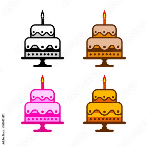 Fototapeta Cake icon set, vector icon on white background