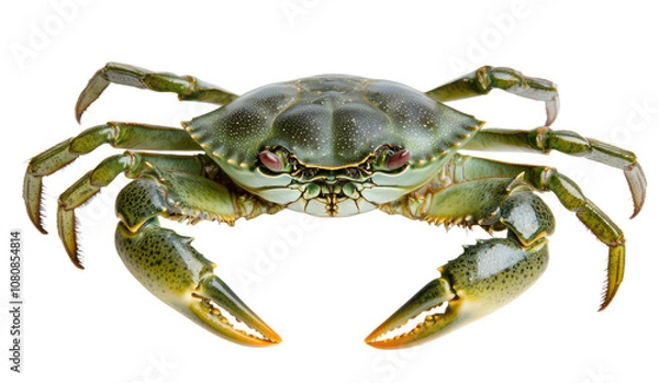 Fototapeta Green crab with claws isolated  on transparent background