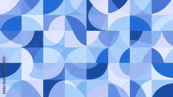 Fototapeta Abstract geometric pattern consisting of a variety of overlapping shapes in blue and purple creating a sophisticated and stylish look.