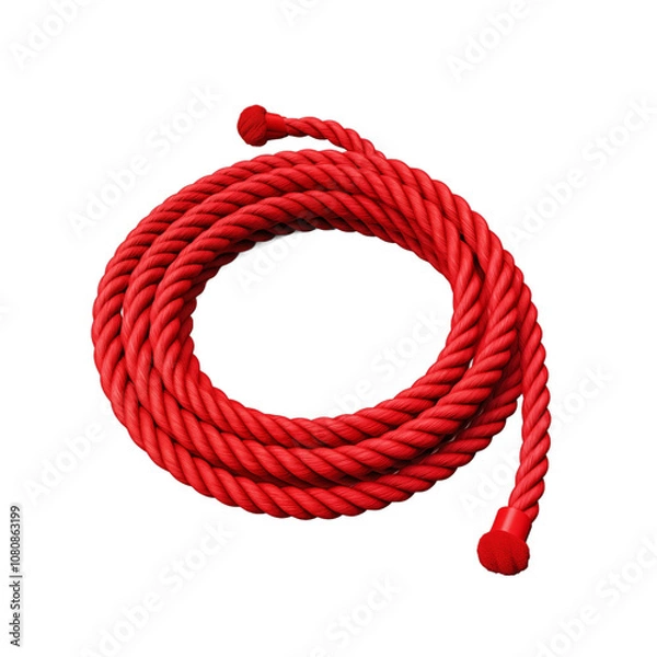 Obraz Red Rope Coiled Circle Isolated on White Background