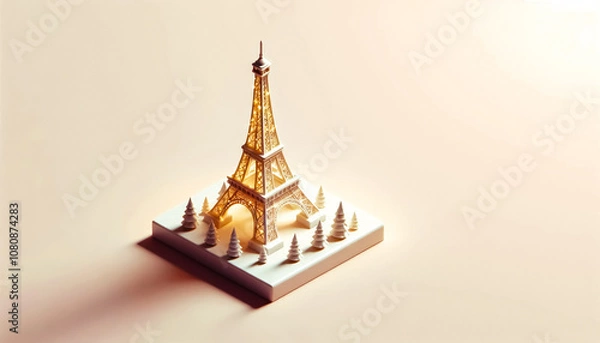Fototapeta Illustration against light background with space for text, 3d render