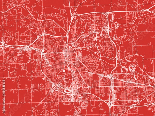 Fototapeta Christmas Map of Ann Arbor Michigan, USA in Snowy White on Festive Red Background.