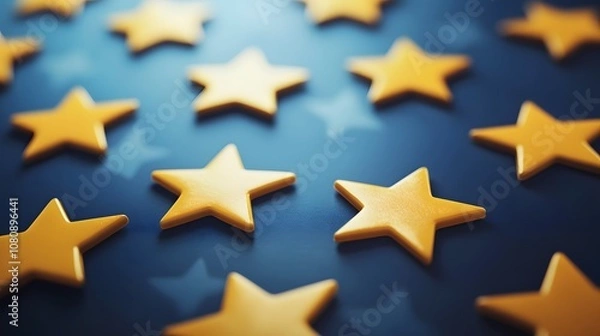 Fototapeta Shining Bright: Golden Stars on a Deep Blue Canvas