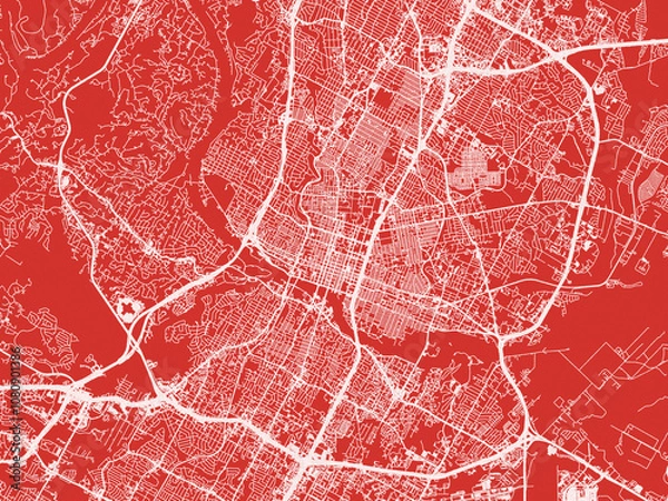 Fototapeta Christmas Map of Austin Texas, USA in Snowy White on Festive Red Background.