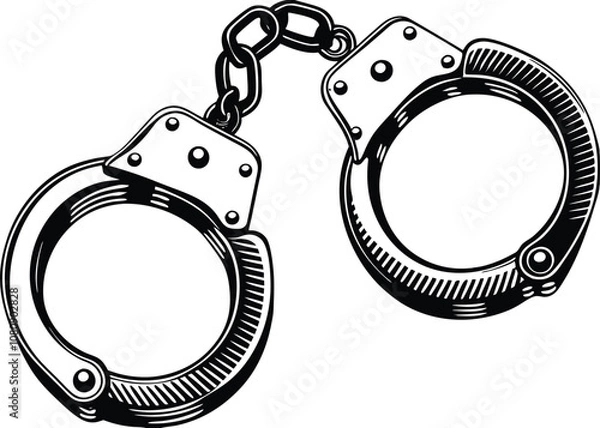 Fototapeta handcuffed silhouette icon  vector illustration.