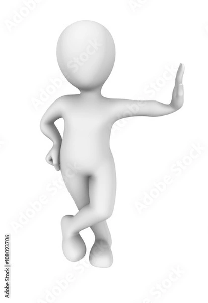 Obraz 3d man leans against something.