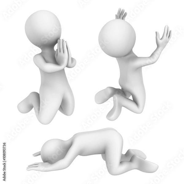 Obraz 3d small people. Pray. 