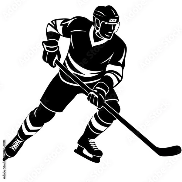 Fototapeta hockey player vector silhouette on white background