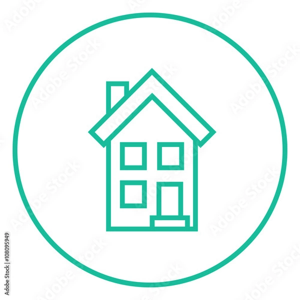 Fototapeta Two storey detached house line icon.
