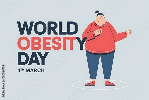 Obraz World Obesity Day March 4th Awareness Illustration with Fruits and Tape