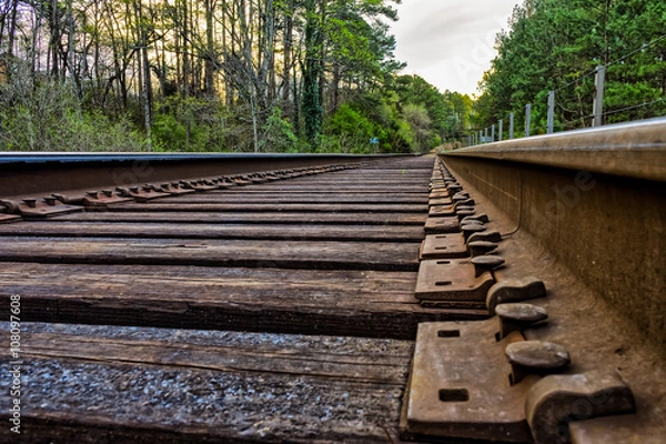 Obraz Ground view of old rail road tracks