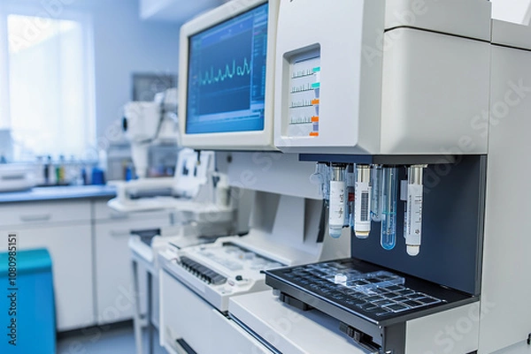 Fototapeta Modern medical laboratory equipped with advanced analytical tools and technology for research