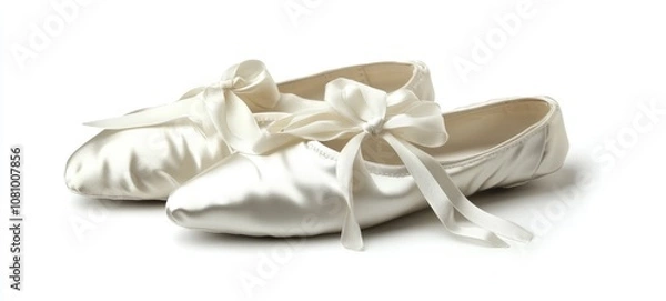 Fototapeta Elegant Satin Bridal Flats with Delicate Ribbon Bows