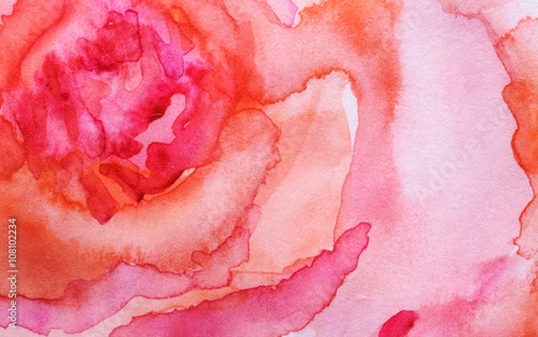 Obraz Watercolor painting. Abstract illustration of a rose close up..