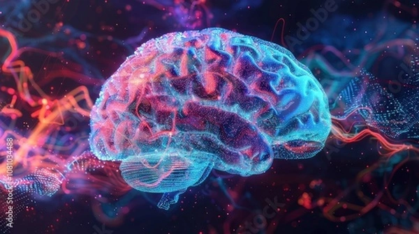 Fototapeta Artificial Intelligence brain and modern technology background