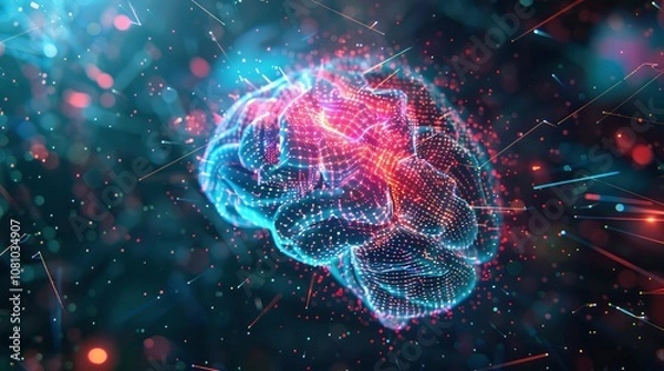 Fototapeta Artificial Intelligence brain and modern technology background