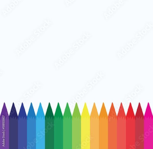 Obraz Crayons lined up in rainbow isolated on white background.