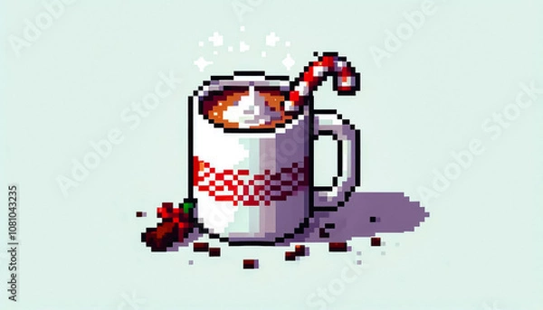 Fototapeta pixel art style Illustration against light background with space for text, isometric