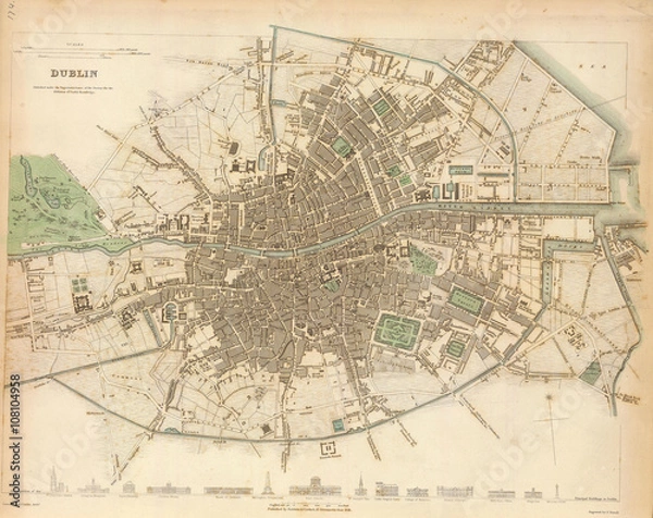 Obraz Vintage map of Dublin
