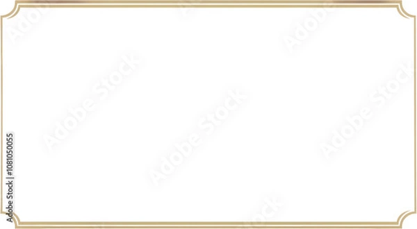 Fototapeta Rectangle vintage gold frame isolated on transparent background