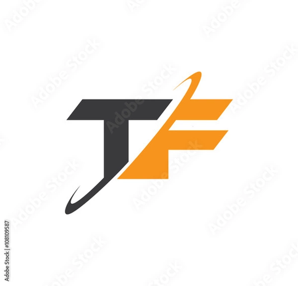 Fototapeta TF initial logo with double swoosh

