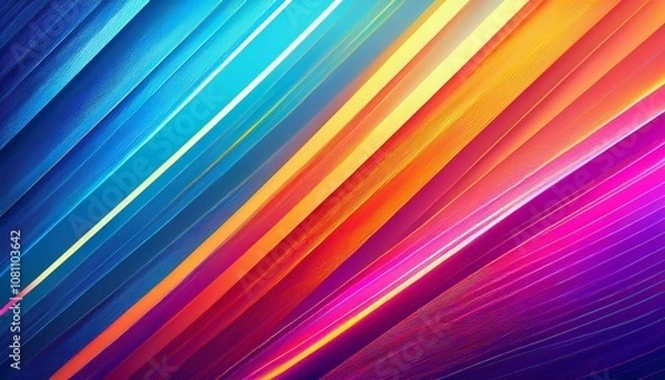 Fototapeta abstract background with diagonal lines of light in vibrant blue pink and orange