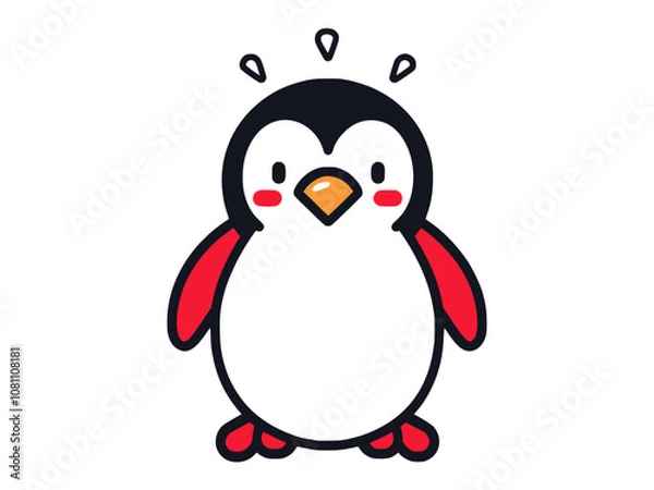Obraz Cute cartoon penguin, surprised
