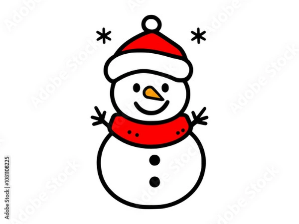 Obraz Happy snowman with Santa hat