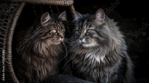 Obraz two cats with thick fur