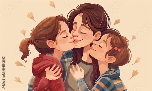 Fototapeta happiness of love on Mothers Day of gratitude for mother struggle for sake of family ai generated