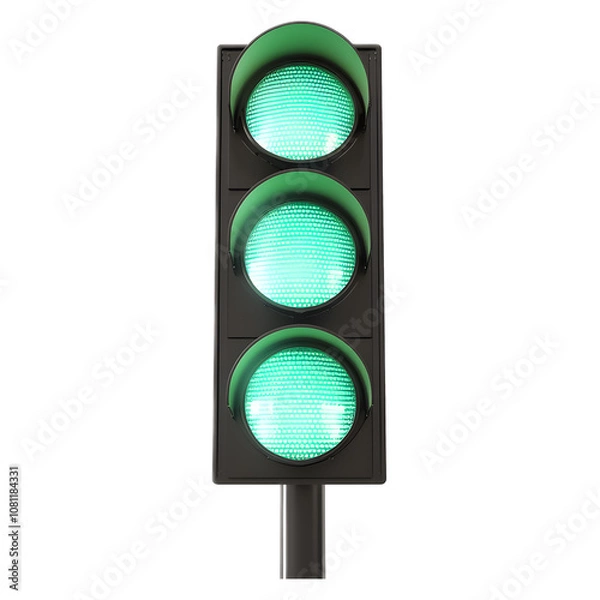 Obraz A traffic lamp with a green light, isolated on a white background