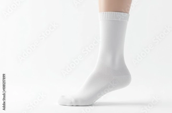 Fototapeta White sock mockup on white background