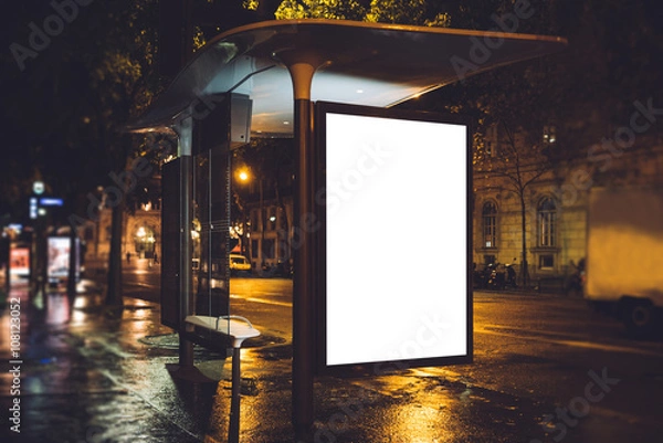 Obraz Mock up of light box on the bus stop