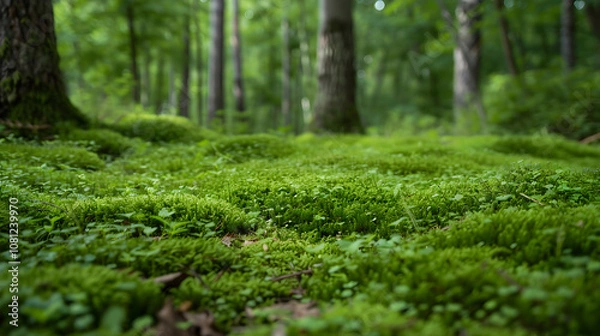 Fototapeta Enchanting Moss-Covered Forest Floor: A Captivating Snapshot of Nature's Lush and Vibrant Beauty