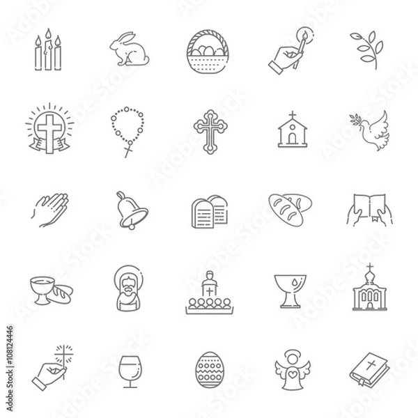 Fototapeta Easter icons set. Christianity icon set