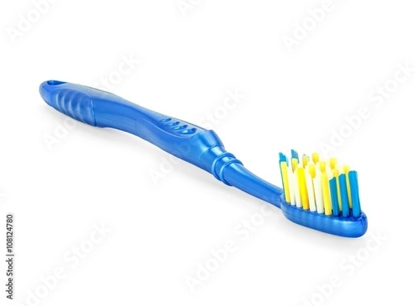 Obraz Синяя зубная щетка на белом изолированном фоне