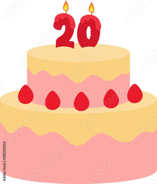 Fototapeta 20th Birthday Cake Anniversary