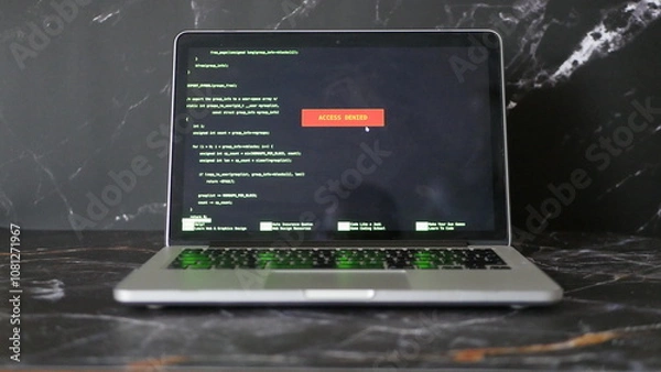 Fototapeta Laptop and a hacking software