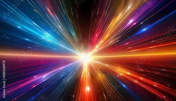Obraz a burst of colorful light and energy fills the space creating a dynamic visual experience the abstract composition suggests motion and intensity